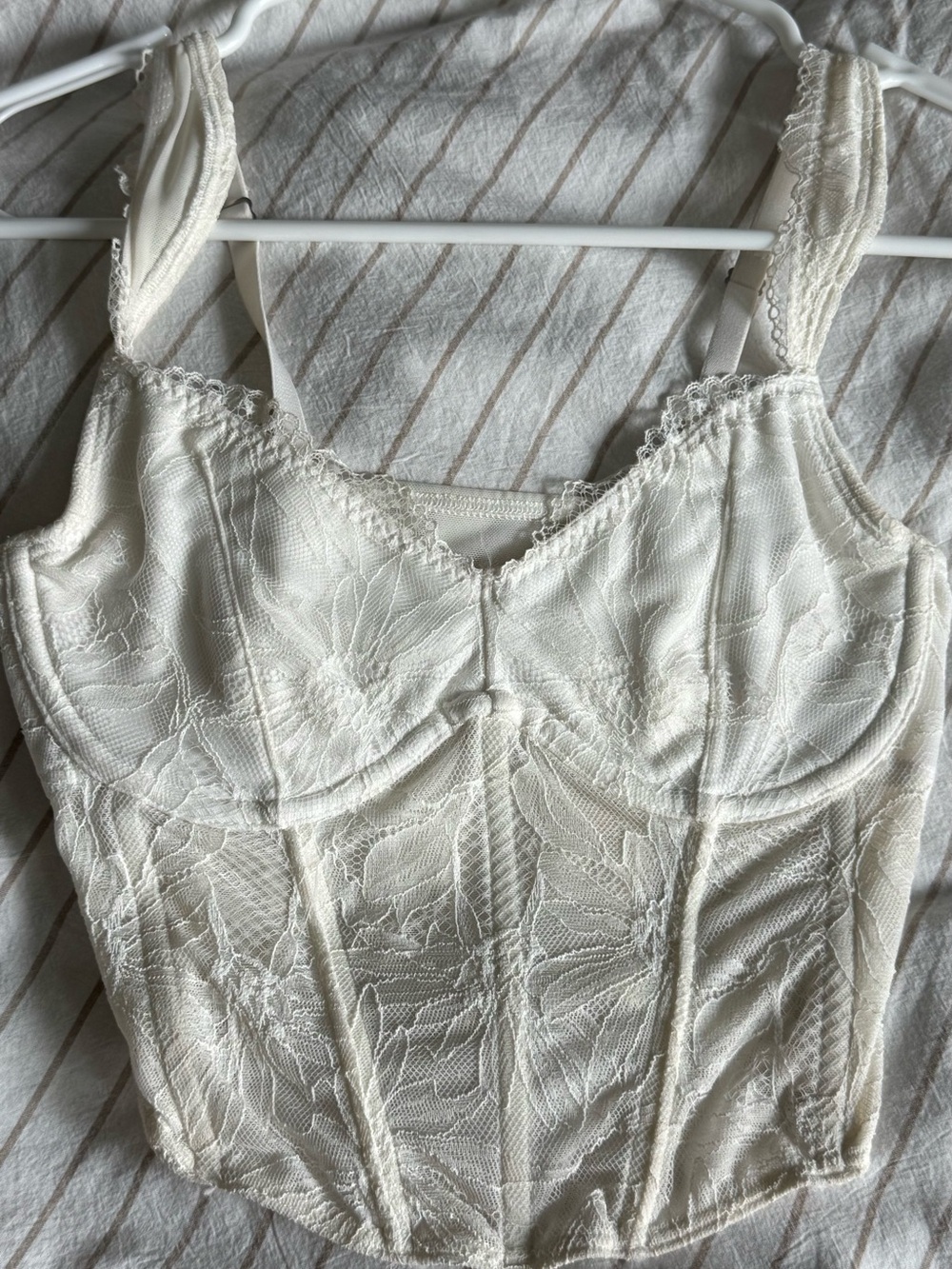 Lace Longline Bustier Top - Ivory